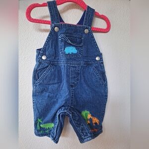 OshKosh B'gosh Fleece Lined Embroidered Denim Overalls Boys 0/3 Months